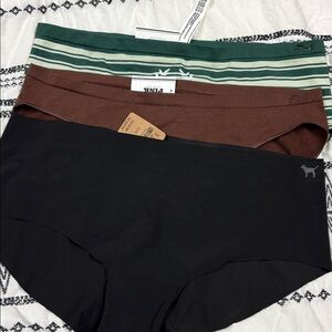 NWT PINK Victoria's Secret Black, Brown, and Green Underwear Set